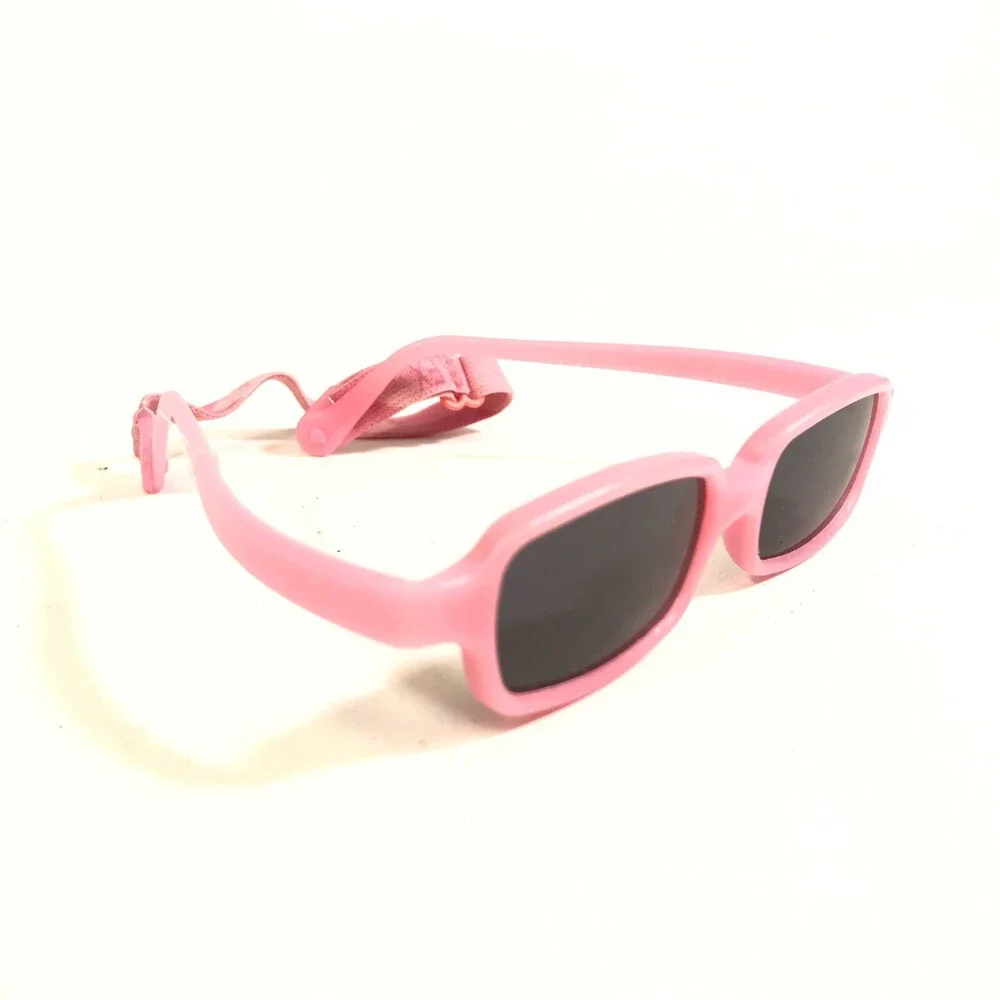 Miraflex Sunglasses NEW BABY 2 Pink Rectangular Frames with Blue Lenses